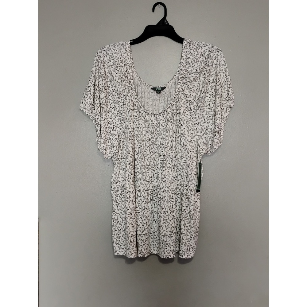 Terra & Sky Women's Peplum Top With Short Puff Sleeves, Size 4X